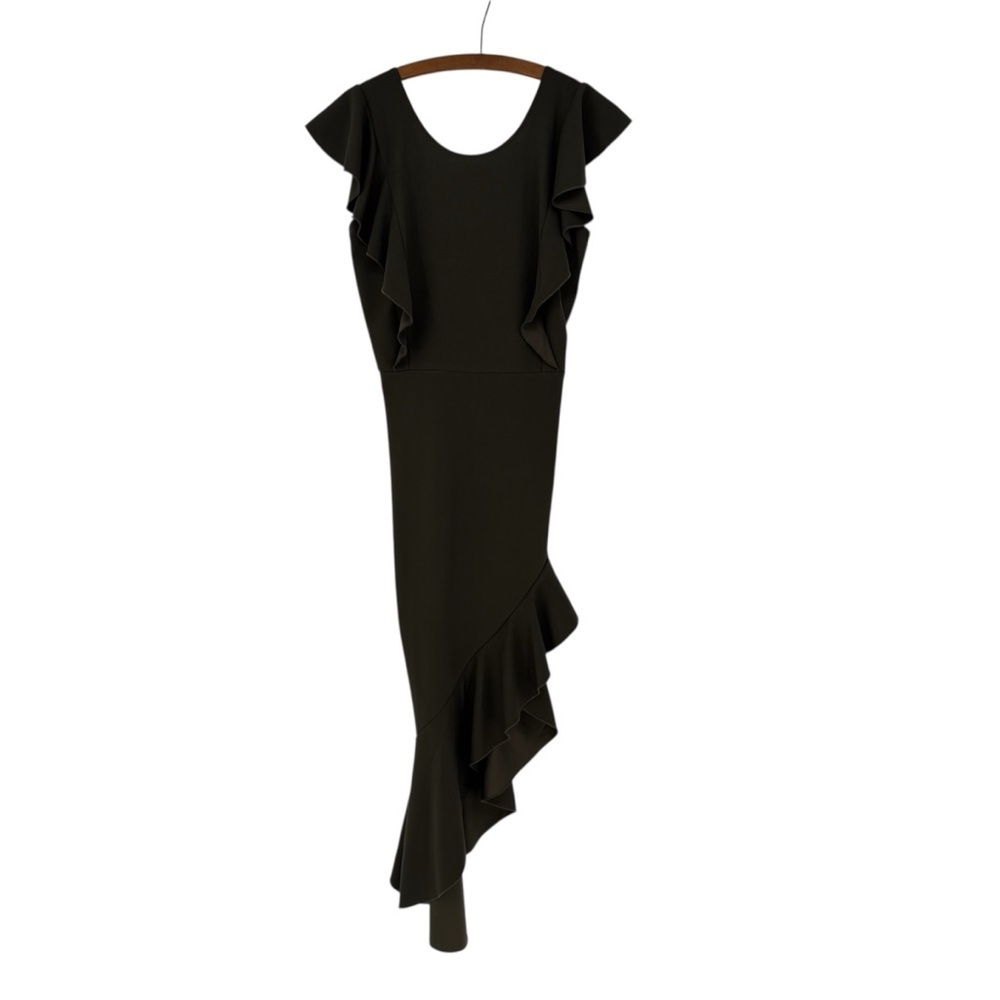 Nashalyly Olive Bodycon Midi Ruffle Sleeveless Cocktail Mermaid Dress Medium